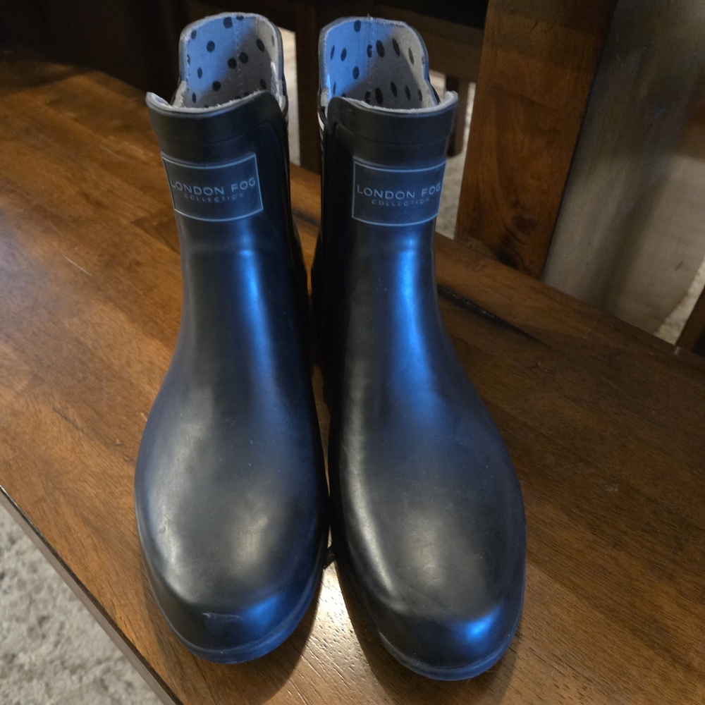 London Fog Black Ankle Rain Boots